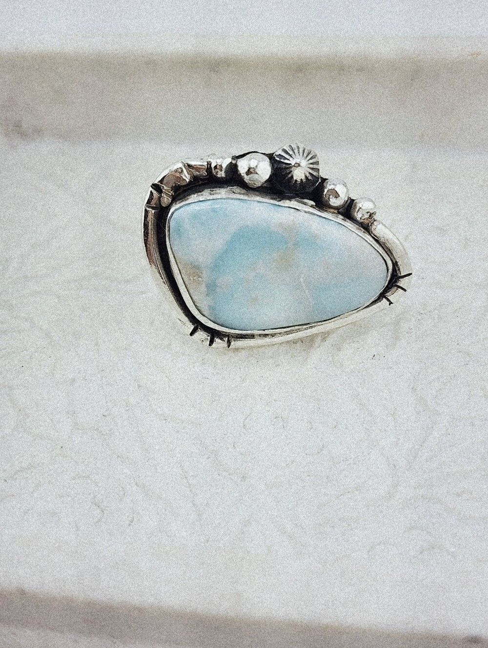 LARIMAR RING HANDMADE IN STERLING SILVER UNISEX SIZE 9 - Picture 3 of 16